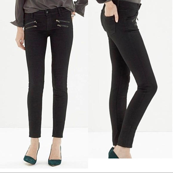 Madewell Denim - Madewell Jeans Moto Skinny Biker Zip Dark Gray Mid Rise Denim Grunge Size 29